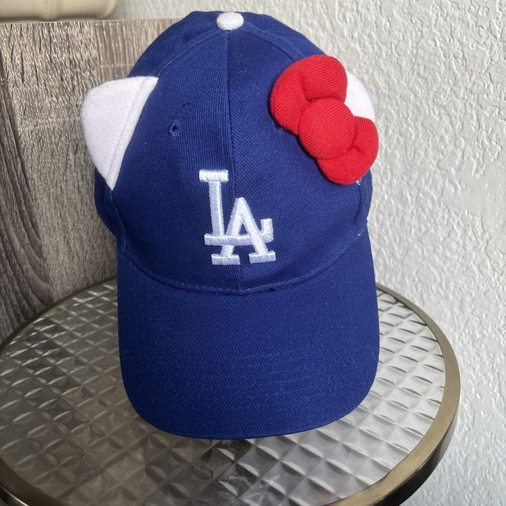 LA Dodgers Baseball HELLO KITTY Night Hat Ears Bow Genuine MLB Sanrio RARE HTF - Picture 2 of 13